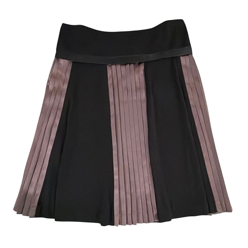 NWT BRUNELLO CUCINELLI CASHMERE Black and mocha pleated skirt size 46